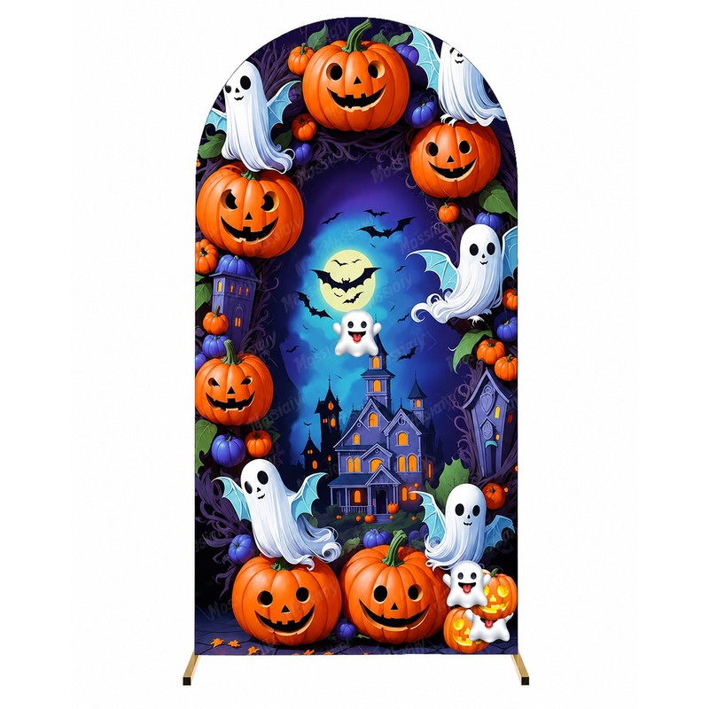 Halloween Photo Backdrop- Reusable Double-Sided Background for Parties and Events