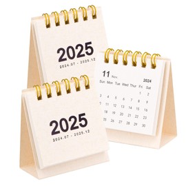 2pcs Mini Desk Calendar 2024 2025 UK, Desktop calendar 2024/25 (July 2024 - December 2025), Small Desktop Calendar for Office School, Timetables & Study Plans (White)
