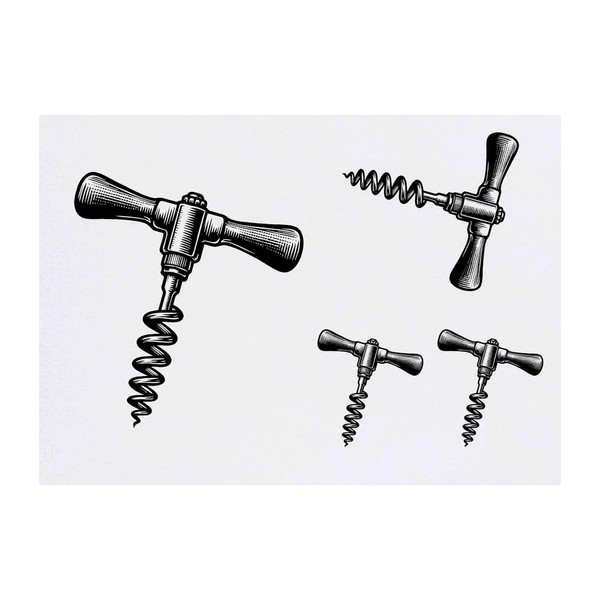 4 x 'Corkscrew' Temporary Tattoos - Water Resistant, Skin-Safe, Non-Toxic