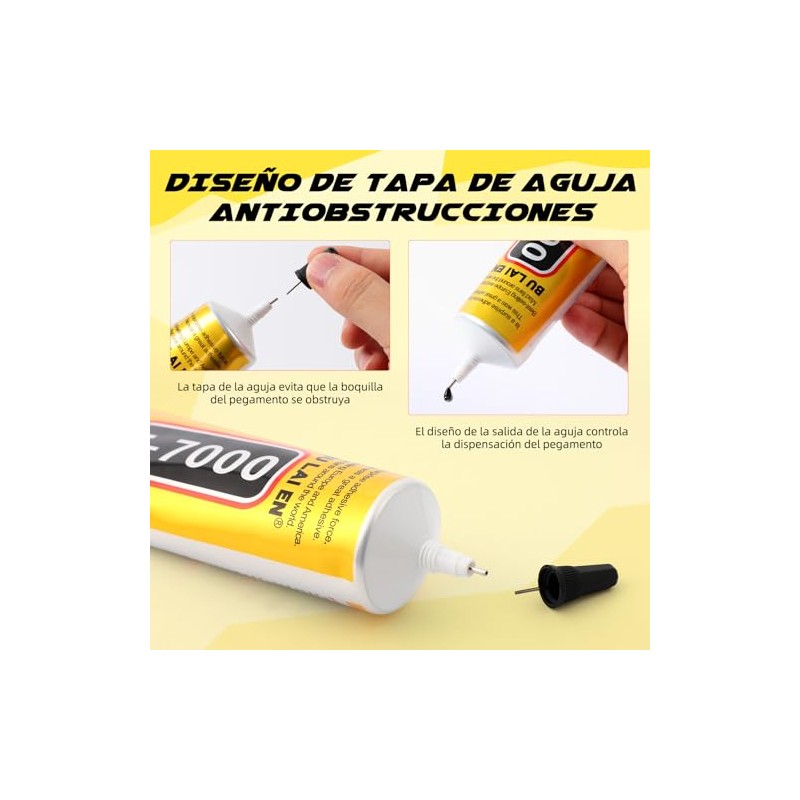 LISAPRO Pegamento Silicona Negra T-7000, Kit 3 Piezas 110ml con