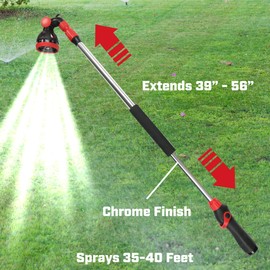 Chapin International 4673 10 Pattern Rotatable Nozzle and 39 to 56 inches Extension Telescoping Watering Wand, Black/Red, 39-56 inches