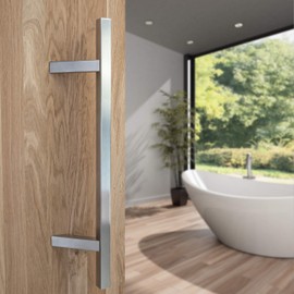 Gedotec Front Door Fitting Stainless Steel Door Fitting Entrance Door Square Bumper Handles Slanted - 8031 GK | Handle Bar with Length 400 mm | Bar Handle 25 x 25 mm | 1 Piece - Design Front Door