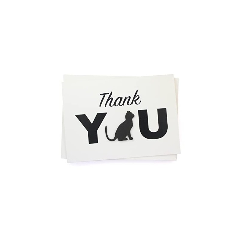 Cat Thank You Greeting Notecard Handmade 5x7 card black cat
