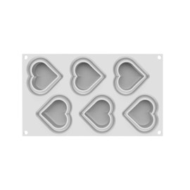 Silikomart Heartix 85 Silicone Baking Pan with 6 Indented-Heart Cavities 2.75 Inch x 3.07 Inch x 1.18 Inch High