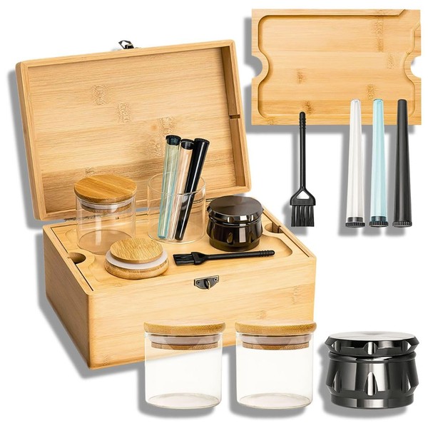 Adealistic Premium Decorative Storage Box with Removable Tray, Lockable Lid,