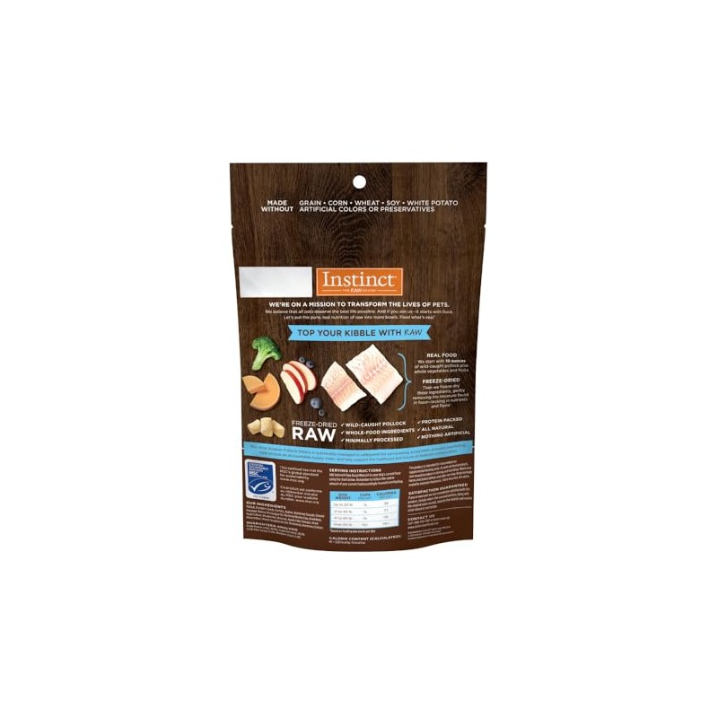 Instinct Raw Boost Mixers Pollock Liofilizado para Perros,Topper Natural con