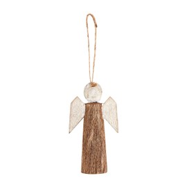 Mud Pie Wood Angel Christmas Ornament, Natural, 5" x 2 1/2"
