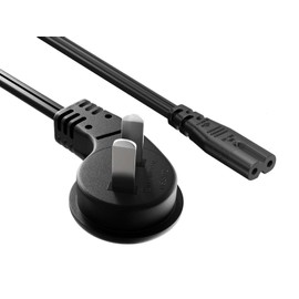 CableLeader 3ft Ultra Low Profile NEMA 1-15P Angled to C7 Non-Polarized Power Cord 18AWG SPT-2 7A/125V, Black