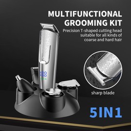 HIENA PRO Electric Beard Trimmer for Men, Professional Body Facial Ear Nose Hair Trimmer and Beard Grooming Kit, 5 in 1 Complete Grooming Kit & Cordless Hair Clippers Set, Gifts for Men