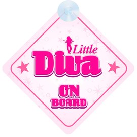 Child on Board Car Sign - Little Diva Design with Strong Suction Cup | QG Ltd
