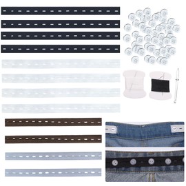 12 Pcs Waist Tightener for Pants Women Loose Jeans Adjustable Elastic Jeans Button Tightener for Waist Tightener,Button Holes Pants Waist Extender Elastic Waist Extenders for Pants Women Men Kids