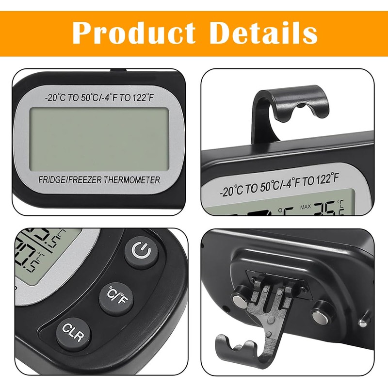 Digital Frigerator Thermometer 4 Pack, Waterproof Fridge and Freezer Thermometer,