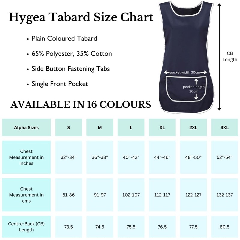 Mirabella Health & Beauty Unisex Hygea Tabard Apron Navy L