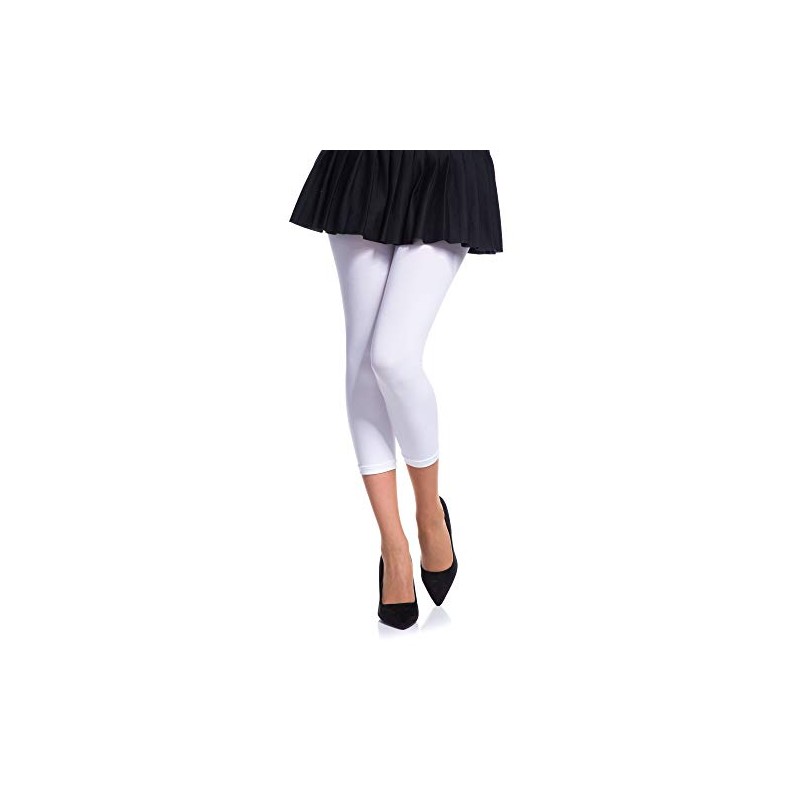 Romartex Women's Microfibre Capri Leggings 60 Denier - White 60