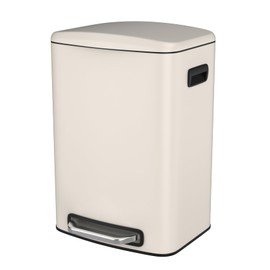 Rectangular 13 Gallon Trash Can with Foot Pedal, Kitchen Stainless Steel Thickened Trash Can with Soft Close Lid, 50L Large Garbage Can Perfect for Bedroom, Living Room, Bathroom, Office - White