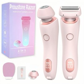 Proustore Razor,The Glide Pro 3.0 Razor for Women,2 in 1 Wet & Dry Rechargeable Electric Trimmer for Bikini, Pubic Hair,Facial,Leg, Arm (Pink)