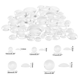 PH PandaHall 50pcs Glass Cabochons for Jewellery Making, 5 Sizes Clear Glass Dome Tile Transparent Glass Eyes for Craft Photo Cameo Rings Necklace Jewellery Supplies, 10/13/17/20/25MM