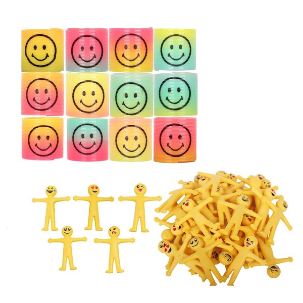 24Pcs Christmas Mini Slinky Rainbow Smiley Face Springs Fidgets Toy,Coil