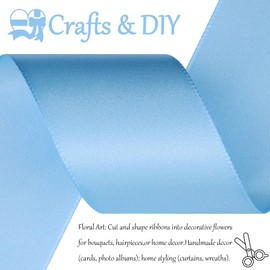 Hoisre 1-1/2 inch Azure Polyester Ribbon 50 Yards for Wedding Invitations, Bridal Bouquets, Sewing, Party Decorations, Gift Wrapping and More