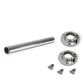 Wardrobe Rail Round Chrome Hanging Rail 300MM Free END Supports & Screw