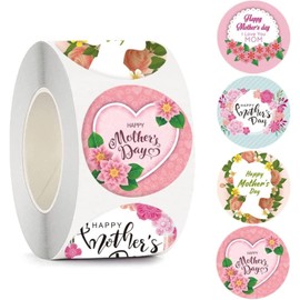 500 PCS Happy Mothers Day Stickers, Mothers Day Decorations Label Stickers, Mother's Day Party Favor Sticker Labels Self Adhesive Flower Stickers (1.5 inch)