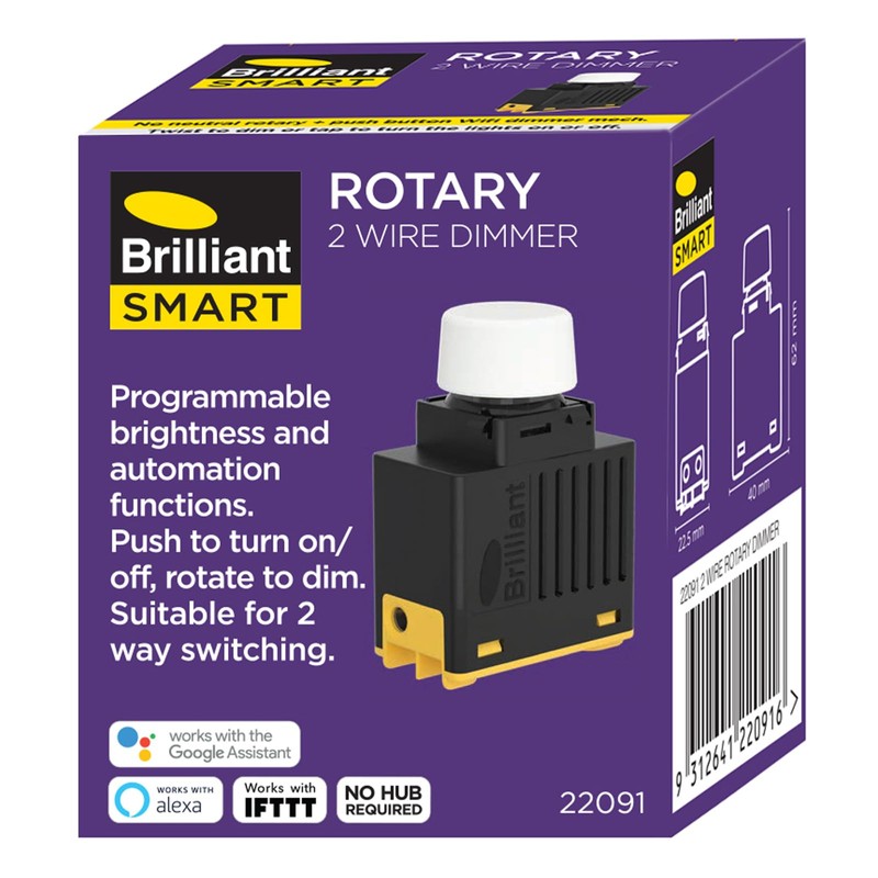 Brilliant Lighting Smart 2 Wire Rotary WiFi Smart No Neutral
