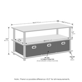 Furinno Turn-N-Tube Multipurpose Compact Open Storage Shoe Rack, Shoe Shelf Organizer with Bin Drawers, French Oak/Black/Black