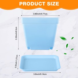 Amyhill 160 Pcs 4 Inch Nursery Pots with Saucer Plastic Square Planting Pots Multi Colored Seed Starting Pots for Flower Succulent Transplanting Indoor Outdoor Room Garden Office Balcony