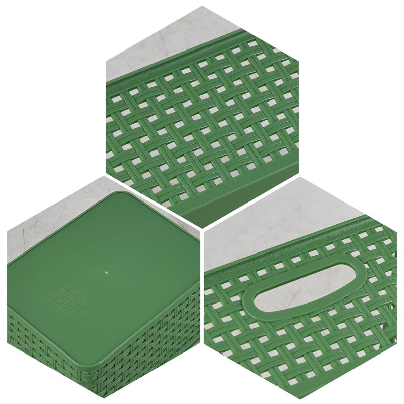 6-Pack Plastic Storage Basket, Plastic Weave Basket