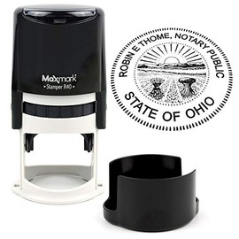 Round Notary Stamp for State of Ohio- Self Inking Stamp - Top Brand Unit with Bottom Locking Cover for Longer Lasting Stamp - 5 Year Warranty