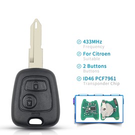Heart Horse 2 Tasten Fernbedienung Autoschlüssel Gehäuse Funkschlüssel Schlüssel für Peugeot 206 306 405 Ersatz Fernbedienungsschlüsseletui Programmierbarer Schlüssel mit 433MHz ID46 Chip NE73 Blade