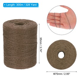 PATIKIL Natural Cotton Raffia Yarn 328 Yard, Crochet Raffia Paper Ribbon for DIY Sun Hat Beach Bag Crochet Yarn Wrapping Knitting, Brown