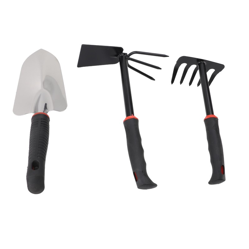 3PCS Garden Tool Set Iron Stainless Steel Five Teeth Rake
