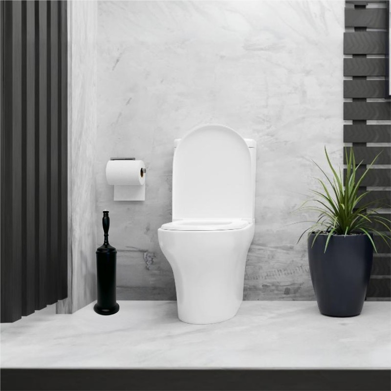 Splash Home Buena Stainless Steel Toilet Brush with Holder, Bowl