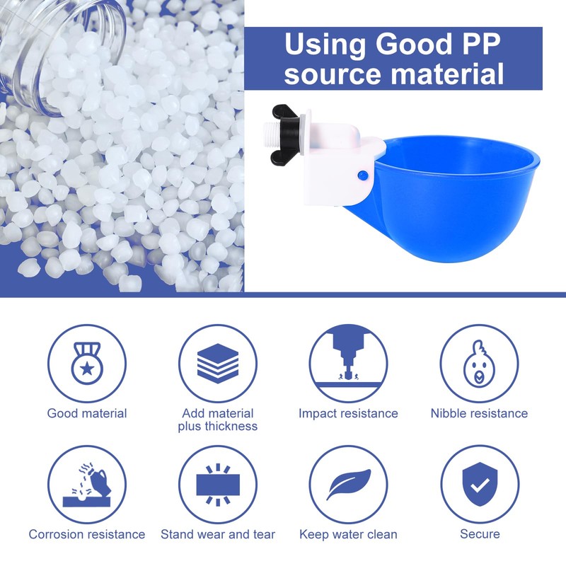 Psarnuk Chicken Waterer Cups (16 Pack/Blue) - DIY Automatic Large