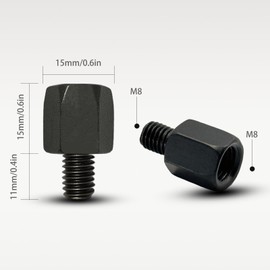 KYTAMYTE Motorcycle Mirror Adapter 8mm Left to 8mm Right Hand Thread Black Universal Fit for Scooter Dirt-Bike Motorcycle Bike ATV (2PCS)