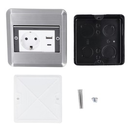 Recessed Floor Outlet 16A  Socket USB Type C Port Floor Power Outlet for Shopping Mall Office Store AC250V