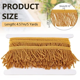 PH PandaHall 4.6m Tassel Fringe Trim Bare Metal Fringe Trim Gold Fabric Trim 49mm Curtain Fringe Sewing Trim Curtain Clothes Sofa Fringe Table Runner Home Decoration DIY Craft Sewing Crafts Clothes Fringe Trim Ribbon