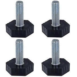 Bulldog Castors Adjustable Levelling Feet - Set of 4 - M8 Thread with 25mm Hexagon Foot - Ideal for Furniture, Appliances and Small Equipment Black