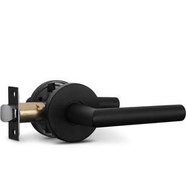 Berlin Modisch Passage Lever Door Handle Sleek Round Non-Locking Lever Set [for Hallway or Closet Doors] Reversible for Right & Left Sided Doors Heavy Duty - Iron Black Finish