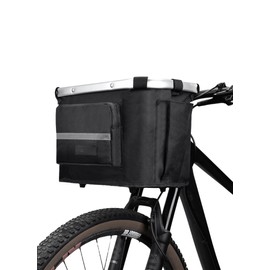Bicycle Basket Scooter Folding Carry Shopping Basket for Electric Bikes - Waterproof Front Carrier with Easy Installation Suitable for Various Vehicles (Black,Fabric Handle,Without Outer Layer)