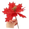 Kisangel 4pcs Artificial Poinsettia Christmas Flowers Xmas Tree Decorations Red
