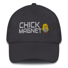 CreativeTees4You Chick Magnet Funny Easter Chick Embroidered Dad Hat Adjustable Cotton Cap Dark Grey