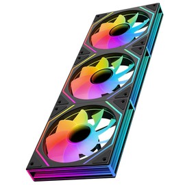 Jungle Leopard Prism6 MAX 120mm ARGB PC Case Fans - 3-Pack with Infinite Mirror RGB Lighting, PWM Control 800-1850 RPM, Black Reverse Airflow