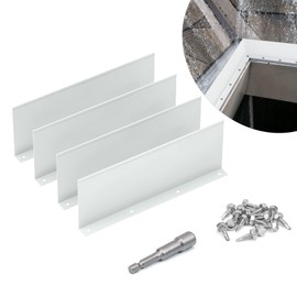 Flamorrow 4 Pack Aluminum Gutter Valley Splash Guards, Rainwater Roofing Gutter Guard, Straight Gutter Splash Guard for Flat Shingle Roofs, Valley, Corner, White