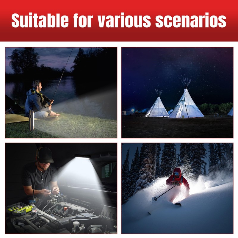 2-pack Magnetic Work Light, Rechargeable LED Flashlight, Portable Lights, 40w