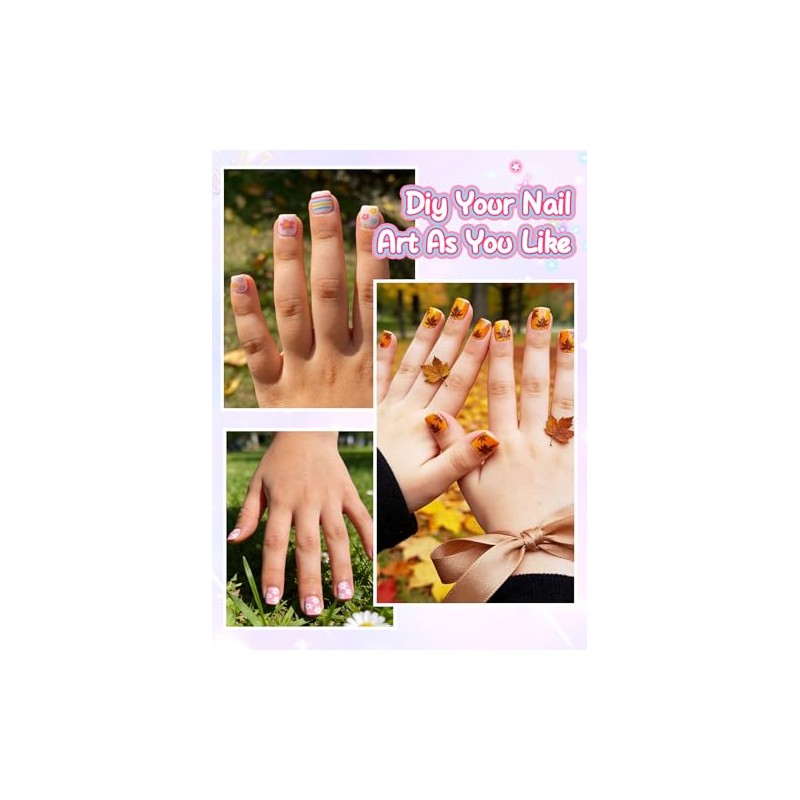 EBANKU 240 mini uñas postizas para niños, cuadradas, cortas, transparentes,