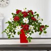 Nearly Natural 23in. Poinsettia and Variegated Holly Artificial Plant in