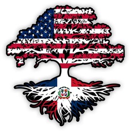 American Grown with Dominican Roots Domican Republic Tree Vinyl Sticker - Car Phone - 3"