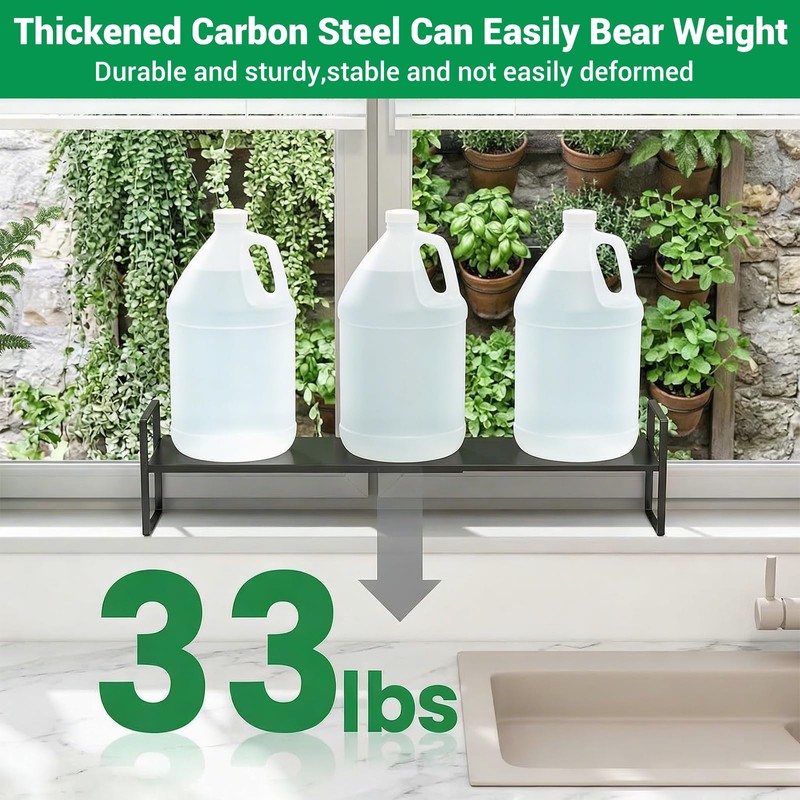 2 Pack Black Expandable Cabinet Shelf Organizer 13.7-23.6" L Stackable